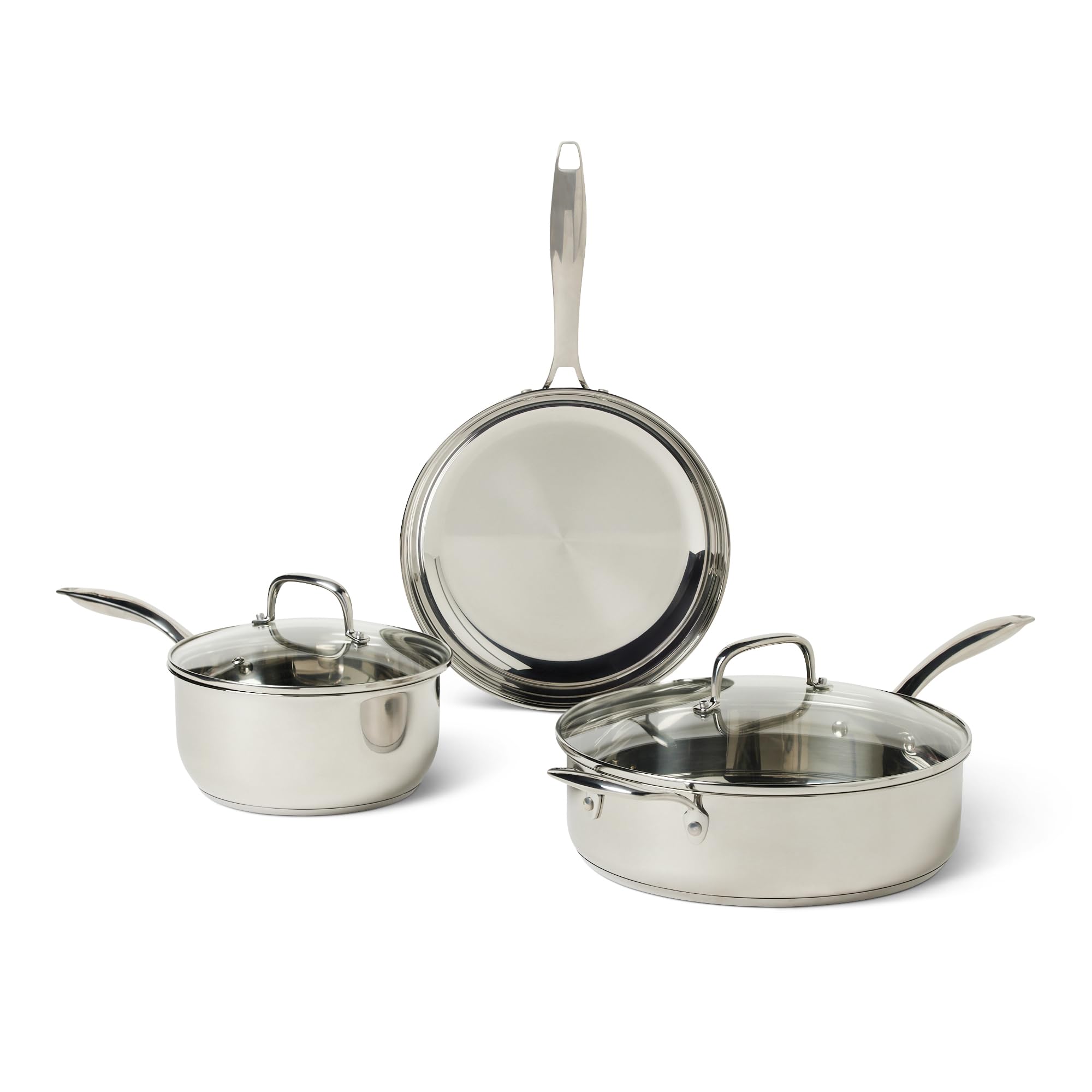 Amazon.com: Amazon Basics Stainless Steel Cookware Set, 5-Piece